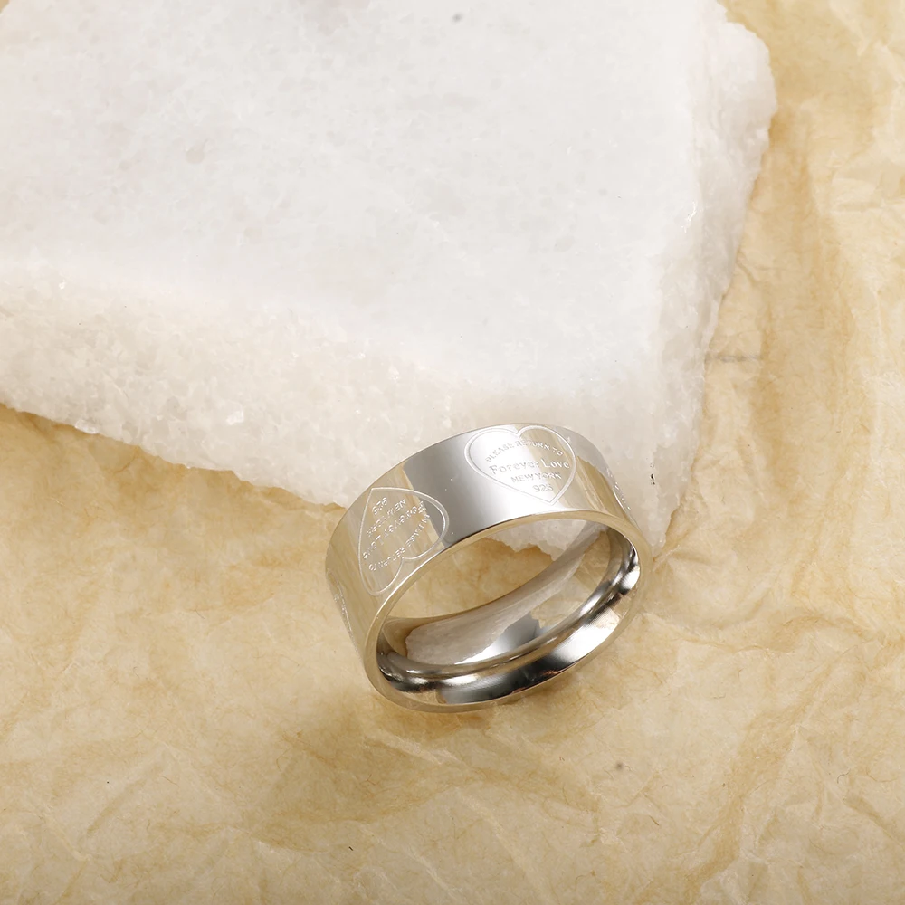 8mm Heart Palm Eyes Engraving Ring for Women Men Stainless Steel Gold Color Waterproof Finger Rings Classic Jewelry Party Gifts