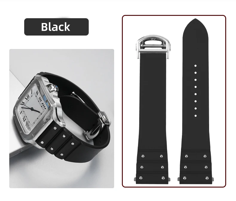 For Santos De Cartier WSSA0009 WSSA0018 39.8mm Deal FKM Watch Strap Quick Release Watch Band Waterproof Rubber Wristband 19 21mm