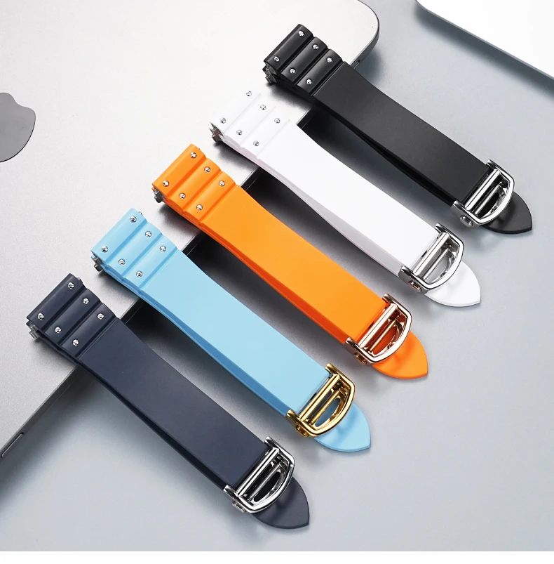 For Santos De Cartier WSSA0009 WSSA0018 39.8mm Deal FKM Watch Strap Quick Release Watch Band Waterproof Rubber Wristband 19 21mm