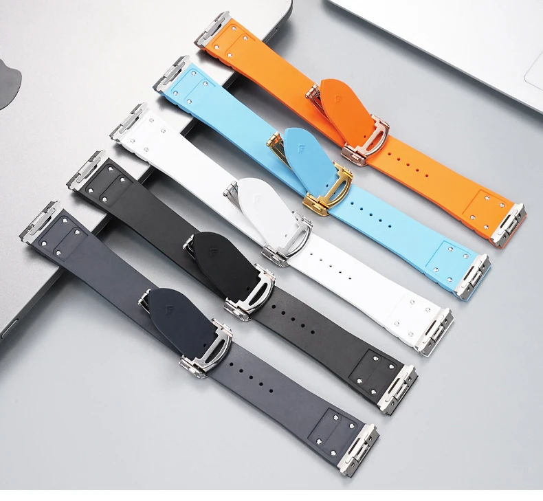 For Santos De Cartier WSSA0009 WSSA0018 39.8mm Deal FKM Watch Strap Quick Release Watch Band Waterproof Rubber Wristband 19 21mm