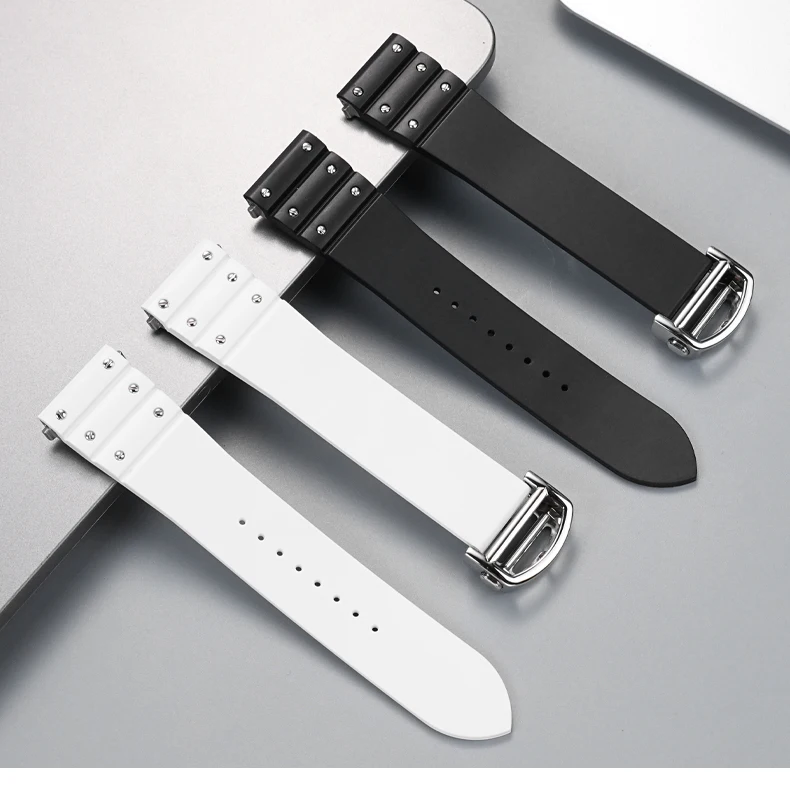 For Santos De Cartier WSSA0009 WSSA0018 39.8mm Deal FKM Watch Strap Quick Release Watch Band Waterproof Rubber Wristband 19 21mm
