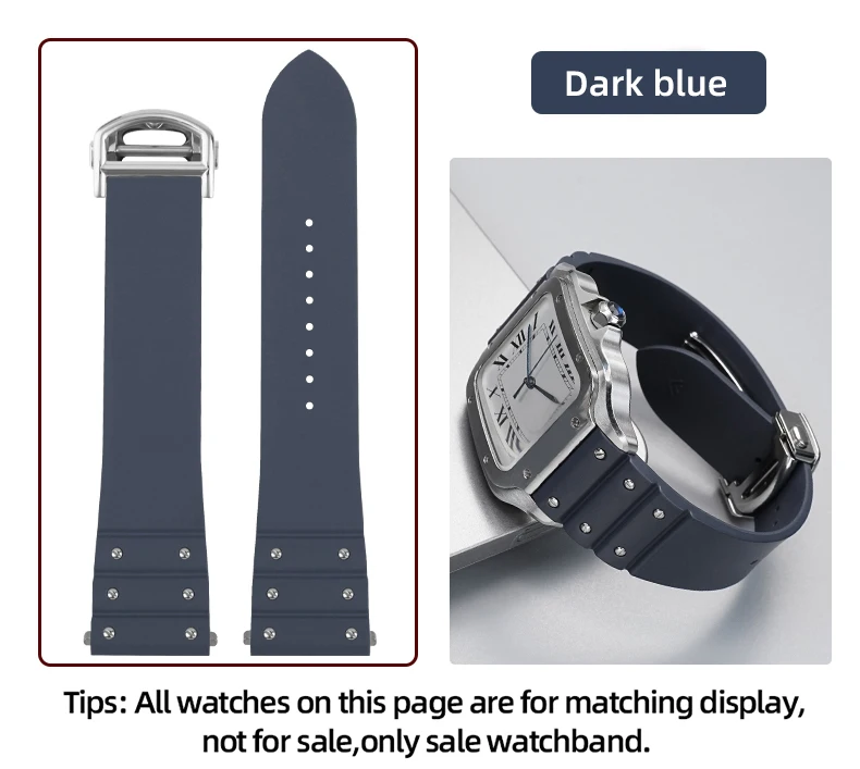 For Santos De Cartier WSSA0009 WSSA0018 39.8mm Deal FKM Watch Strap Quick Release Watch Band Waterproof Rubber Wristband 19 21mm