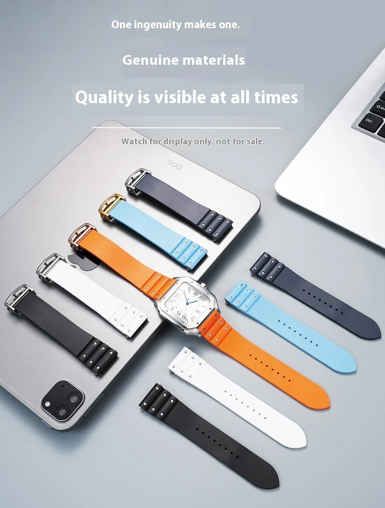 For Santos De Cartier WSSA0009 WSSA0018 39.8mm Deal FKM Watch Strap Quick Release Watch Band Waterproof Rubber Wristband 19 21mm