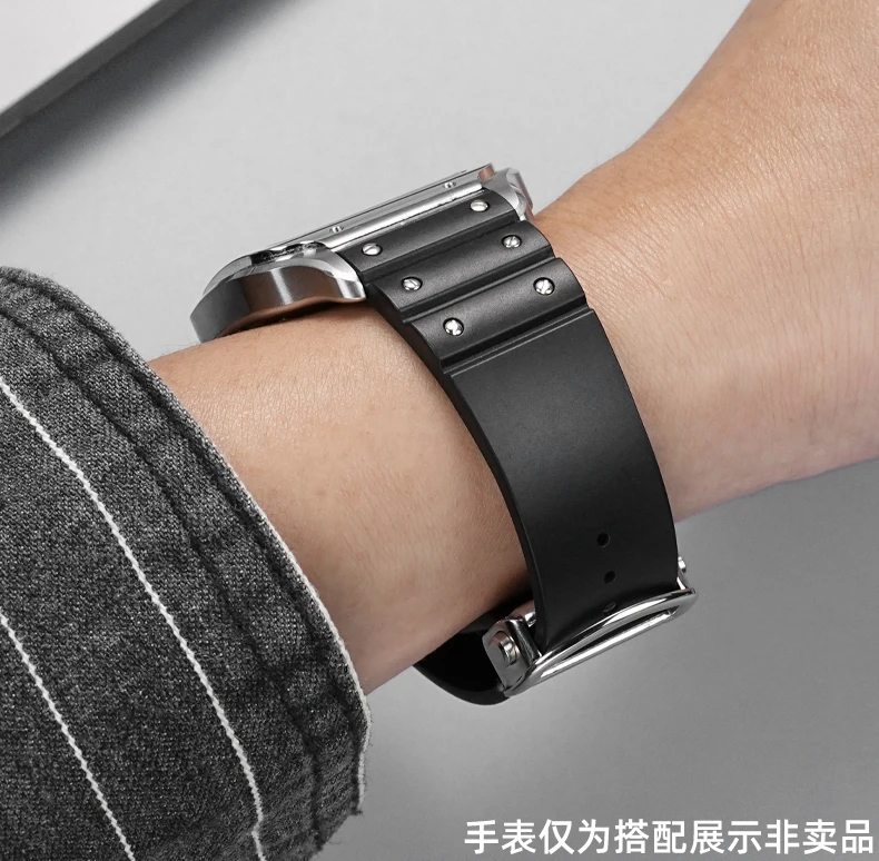 For Santos De Cartier WSSA0009 WSSA0018 39.8mm Deal FKM Watch Strap Quick Release Watch Band Waterproof Rubber Wristband 19 21mm