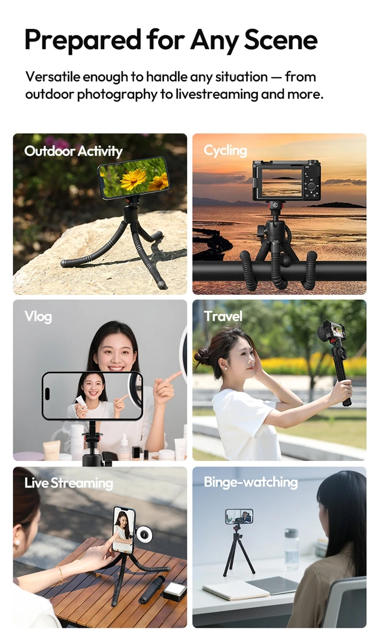 Ulanzi MT30 Magnetic Flexible Tripod For GoPro Magsafe Phone DSLR Camera iPhone 16 Fill Light Octopus Teleprompter Stand Holder