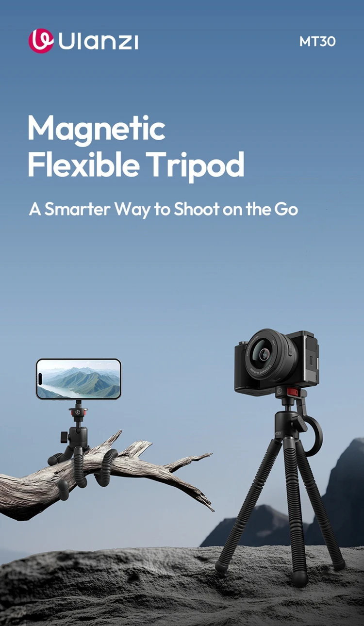 Ulanzi MT30 Magnetic Flexible Tripod For GoPro Magsafe Phone DSLR Camera iPhone 16 Fill Light Octopus Teleprompter Stand Holder