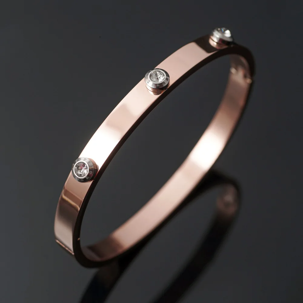 Stainless Steel Roman elements CZ Crystal Jewelry Classic Gold Color Rings For Women Men Wedding Party Jewelry