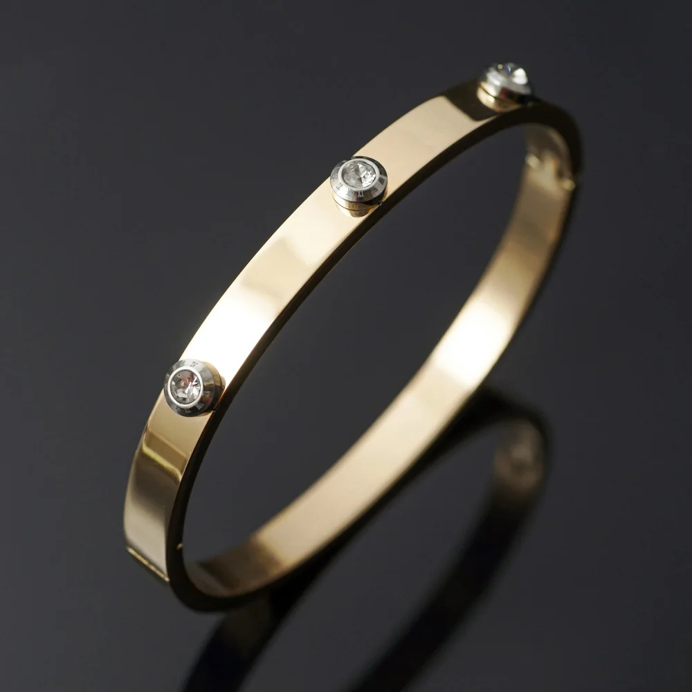 Stainless Steel Roman elements CZ Crystal Jewelry Classic Gold Color Rings For Women Men Wedding Party Jewelry