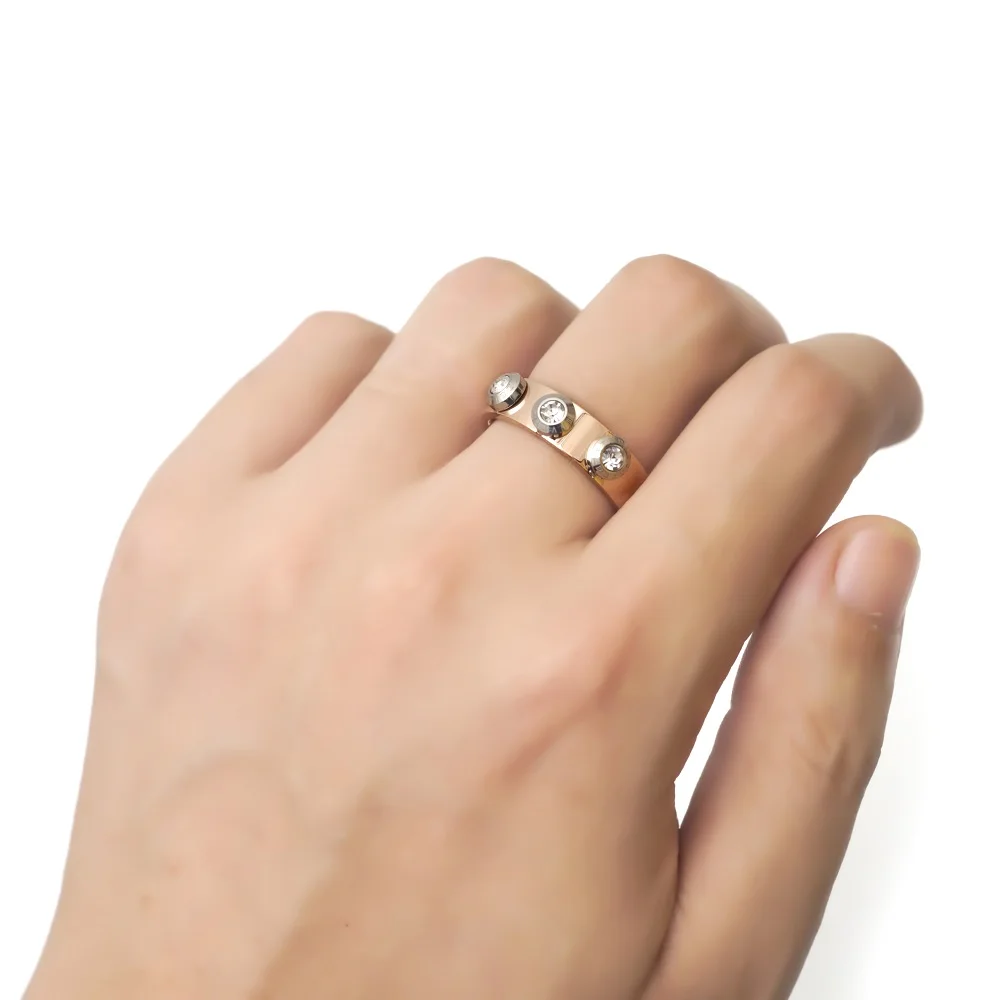 Stainless Steel Roman elements CZ Crystal Jewelry Classic Gold Color Rings For Women Men Wedding Party Jewelry