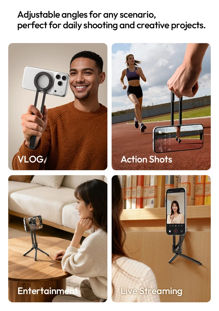 Ulanzi MA57 Magsafe Carabiner Phone Tripod Phne Stand Holder with Hook for Iphone 17 16 15 Pro Max Android Vlog Live-Streaming