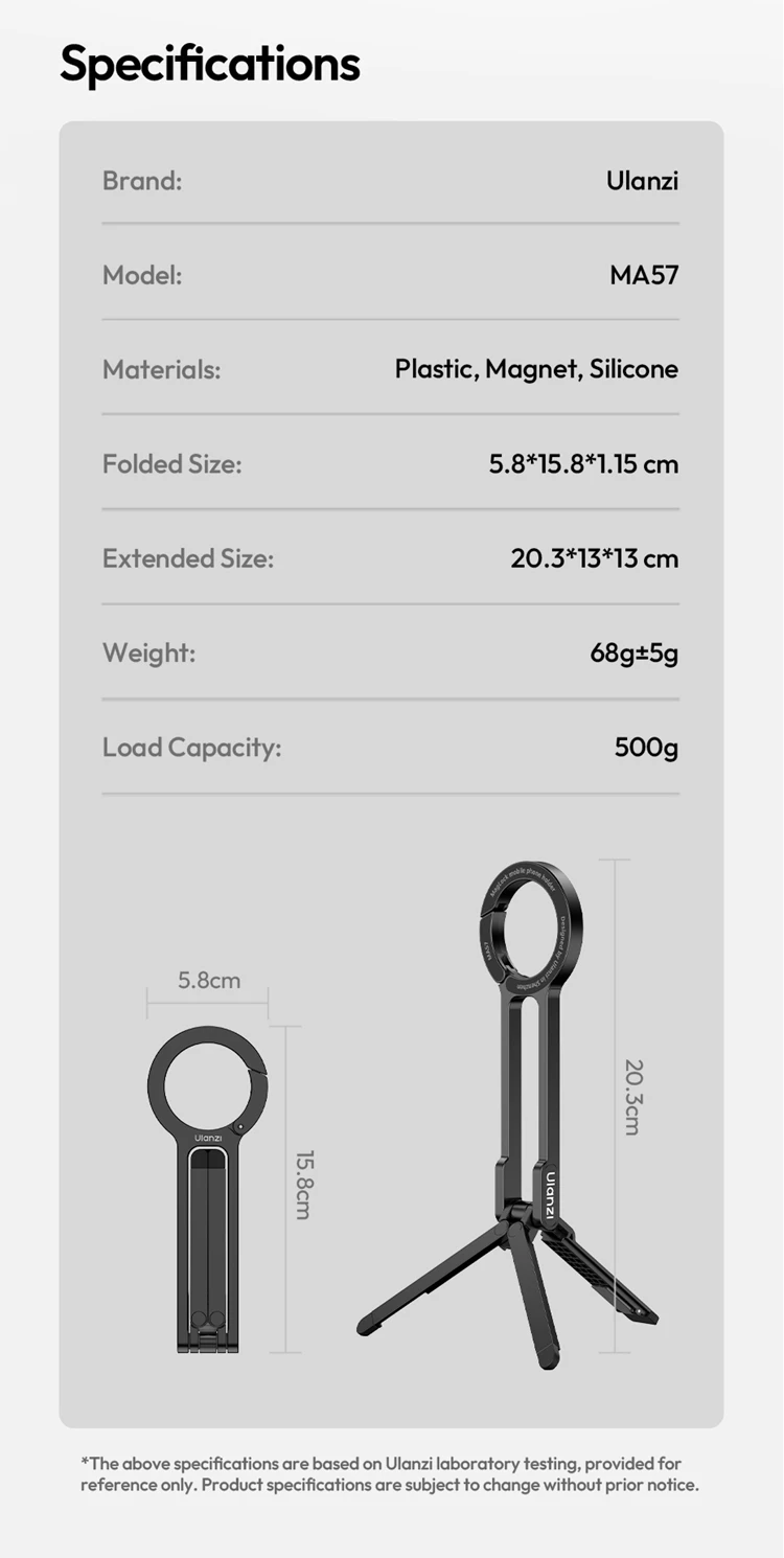 Ulanzi MA57 Magsafe Carabiner Phone Tripod Phne Stand Holder with Hook for Iphone 17 16 15 Pro Max Android Vlog Live-Streaming