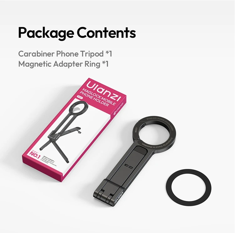 Ulanzi MA57 Magsafe Carabiner Phone Tripod Phne Stand Holder with Hook for Iphone 17 16 15 Pro Max Android Vlog Live-Streaming