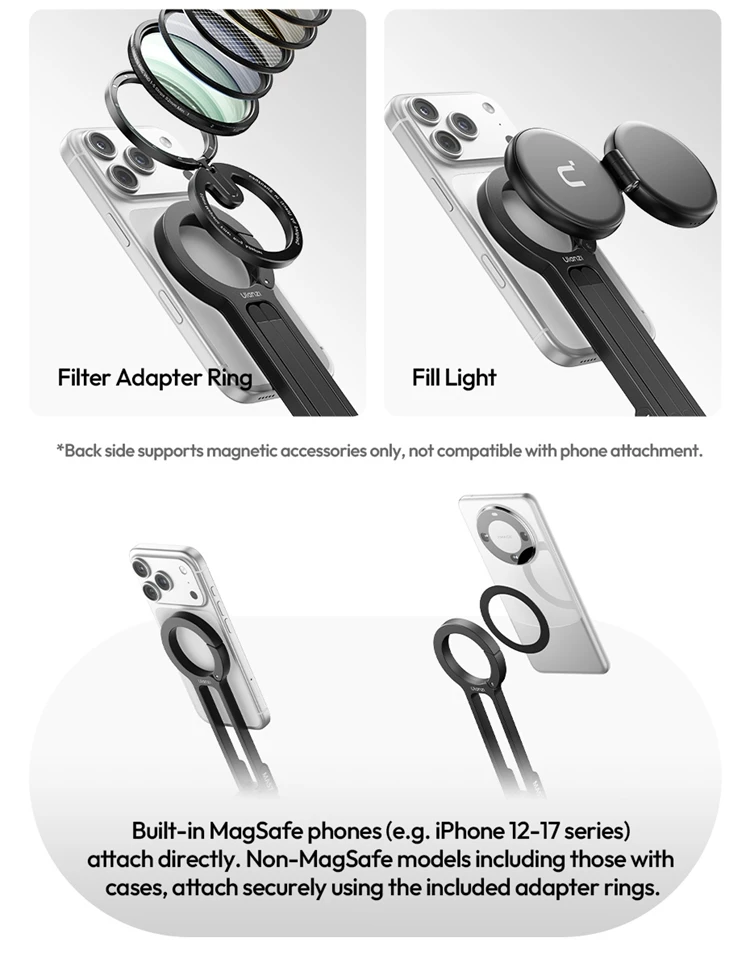 Ulanzi MA57 Magsafe Carabiner Phone Tripod Phne Stand Holder with Hook for Iphone 17 16 15 Pro Max Android Vlog Live-Streaming