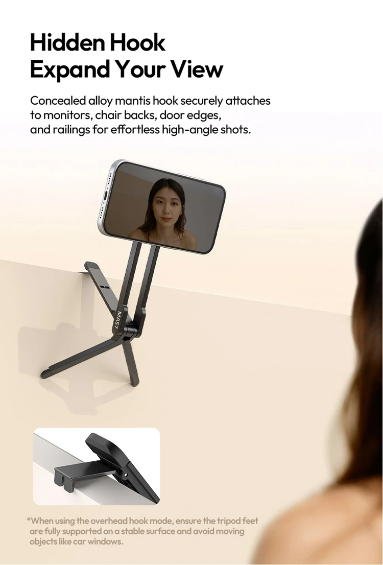 Ulanzi MA57 Magsafe Carabiner Phone Tripod Phne Stand Holder with Hook for Iphone 17 16 15 Pro Max Android Vlog Live-Streaming
