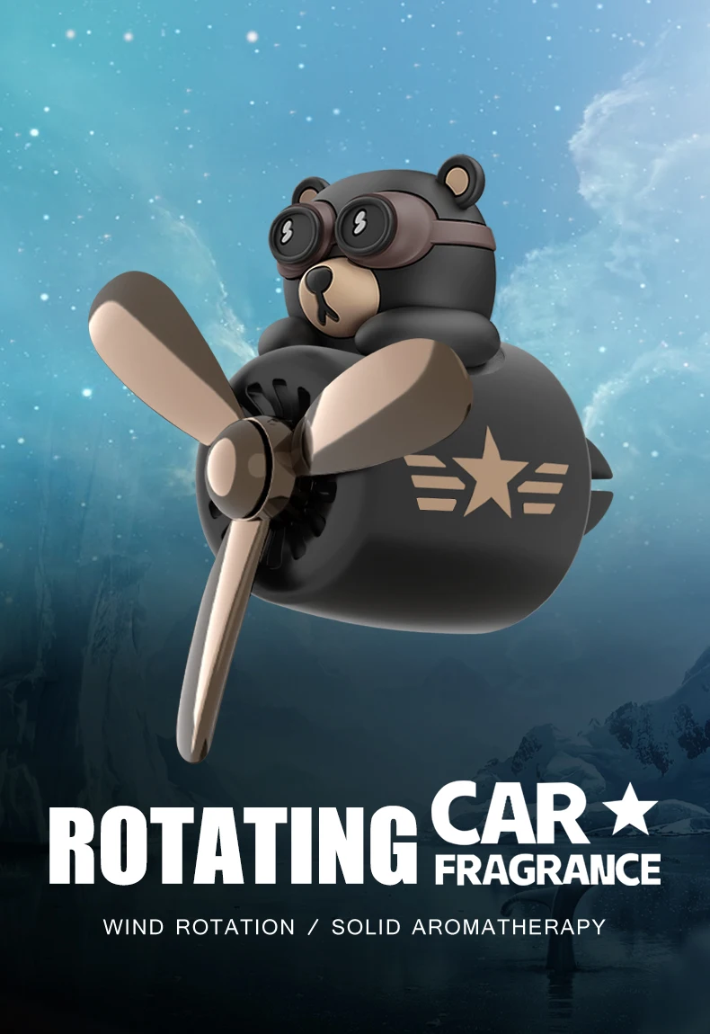Rotating pilot bear ornaments outlet car air freshener vent clip perfume airplane fragrance diffuser decorations accessories men