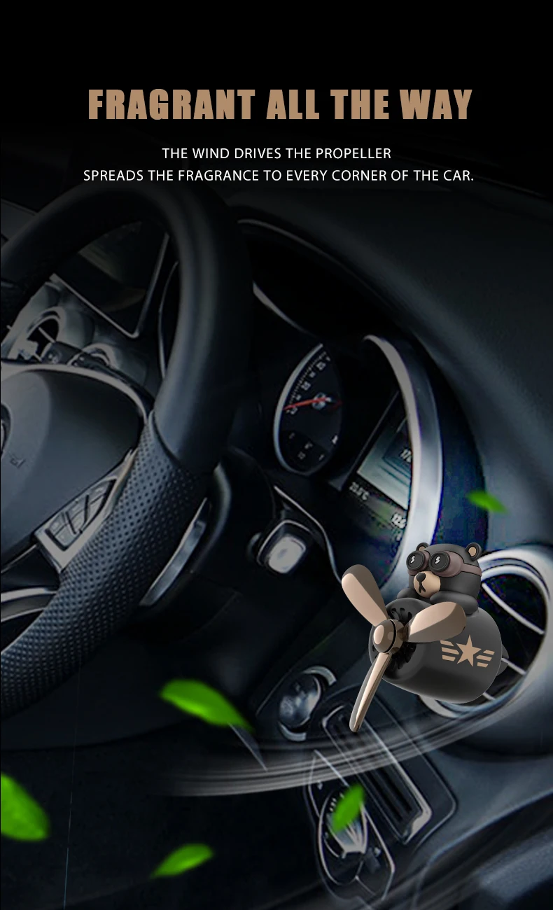 Rotating pilot bear ornaments outlet car air freshener vent clip perfume airplane fragrance diffuser decorations accessories men