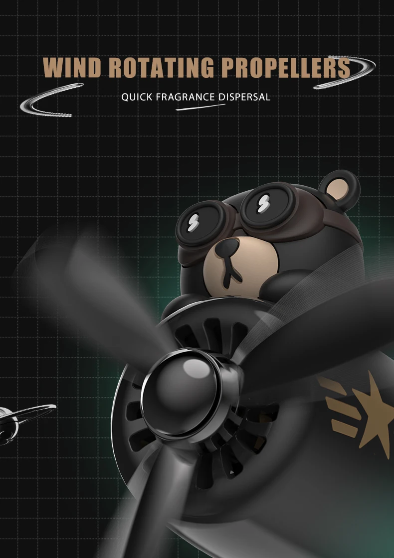 Rotating pilot bear ornaments outlet car air freshener vent clip perfume airplane fragrance diffuser decorations accessories men
