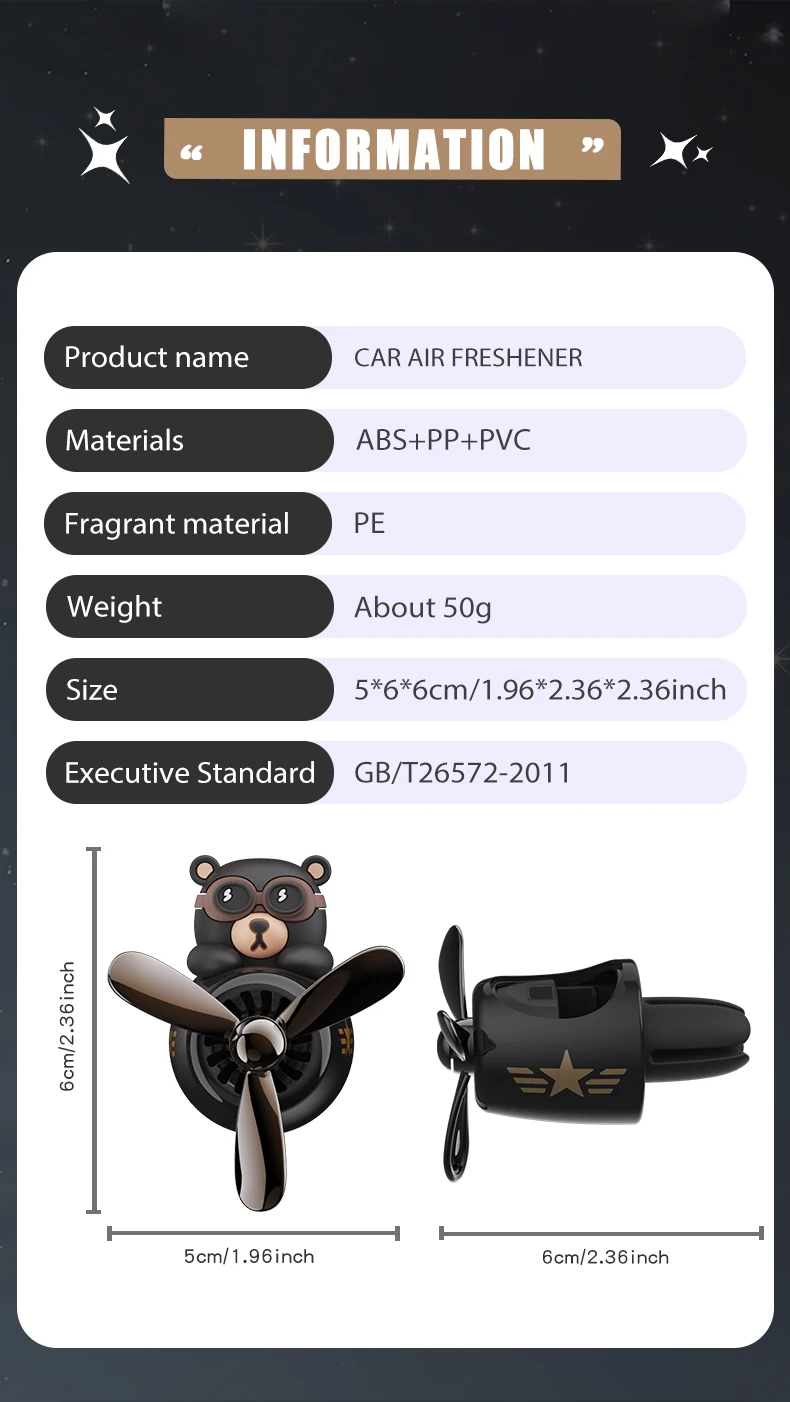 Rotating pilot bear ornaments outlet car air freshener vent clip perfume airplane fragrance diffuser decorations accessories men