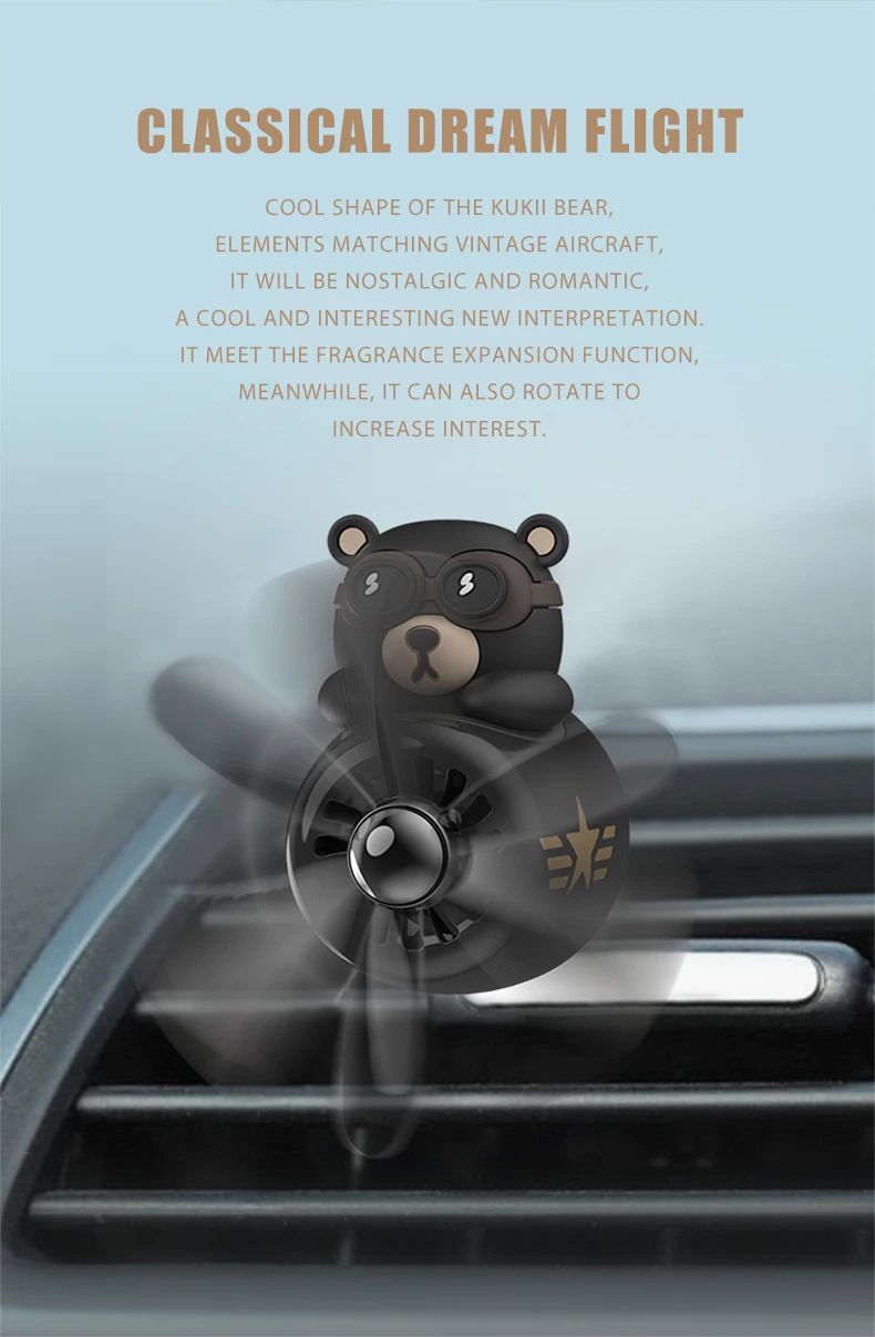 Rotating pilot bear ornaments outlet car air freshener vent clip perfume airplane fragrance diffuser decorations accessories men