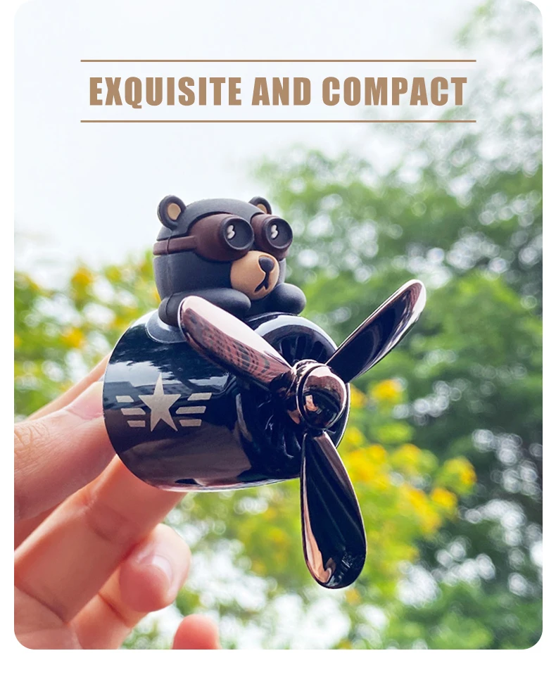 Rotating pilot bear ornaments outlet car air freshener vent clip perfume airplane fragrance diffuser decorations accessories men