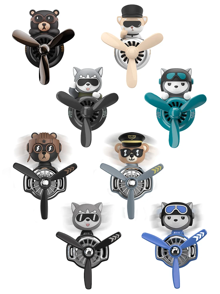Rotating pilot bear ornaments outlet car air freshener vent clip perfume airplane fragrance diffuser decorations accessories men