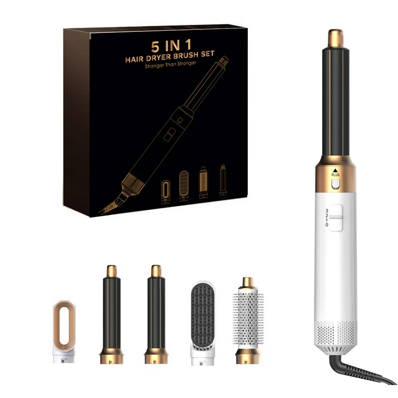 5 In 1 Professional Hair Dryer Hot Air Comb Brush With Curling Iron And Hair Straightener For Salon Quality Hair Styling