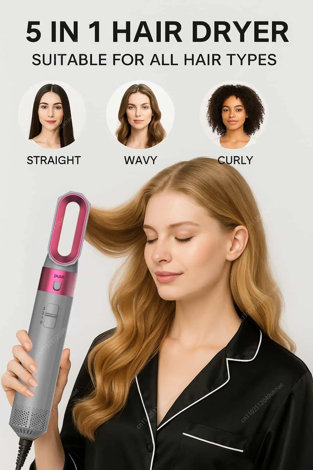 5 In 1 Professional Hair Dryer Hot Air Comb Brush With Curling Iron And Hair Straightener For Salon Quality Hair Styling