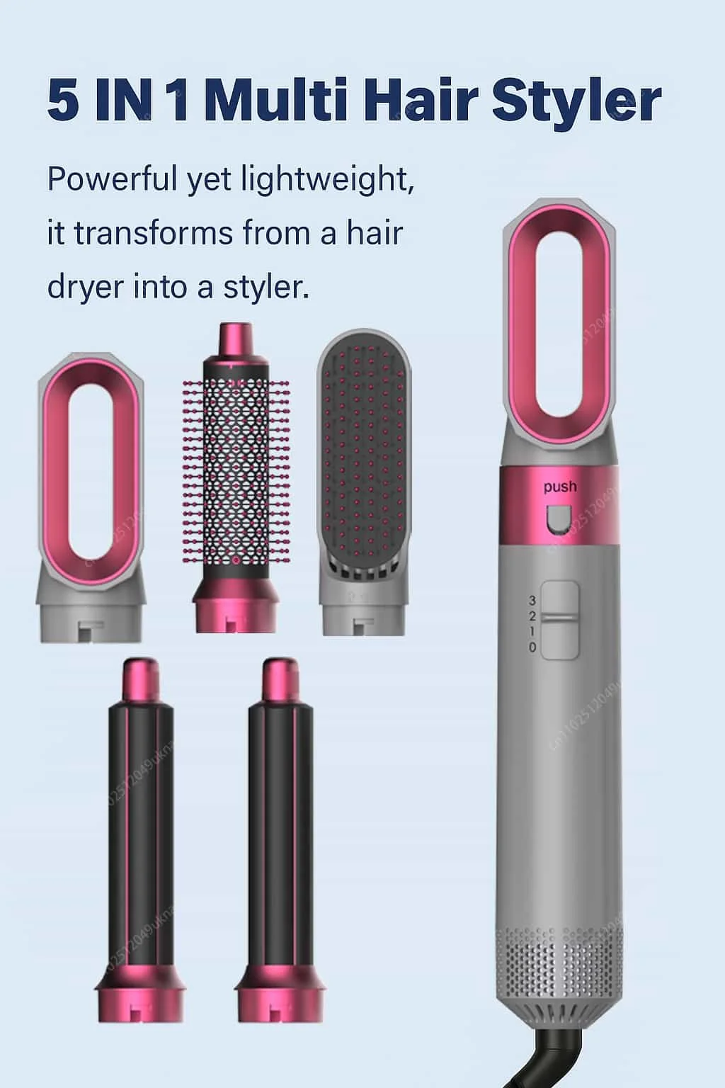 5 In 1 Professional Hair Dryer Hot Air Comb Brush With Curling Iron And Hair Straightener For Salon Quality Hair Styling