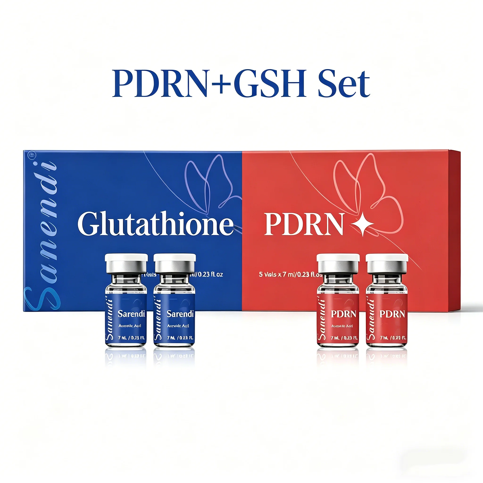 Sanendi PDRN Salmon DNA Serum for Facial Dr.Pen Essence VC NAD+ Hydro Glow GSH Glow Booster Korean Skincare Hydration 7ml*5
