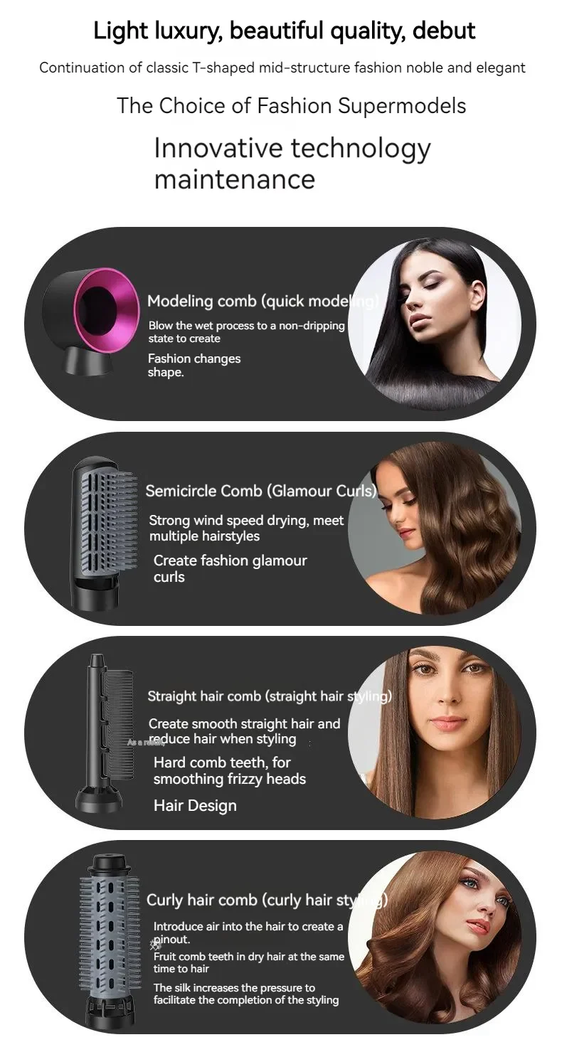 Five in One Hair Dryer Hot Air Comb Electric Curly Hair Straightener Negative Ion Hair Dryer Styling Set 220V EU 110V US