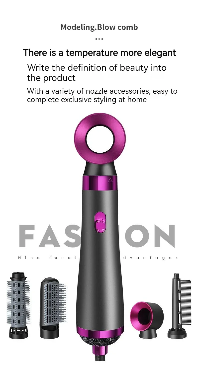 Five in One Hair Dryer Hot Air Comb Electric Curly Hair Straightener Negative Ion Hair Dryer Styling Set 220V EU 110V US
