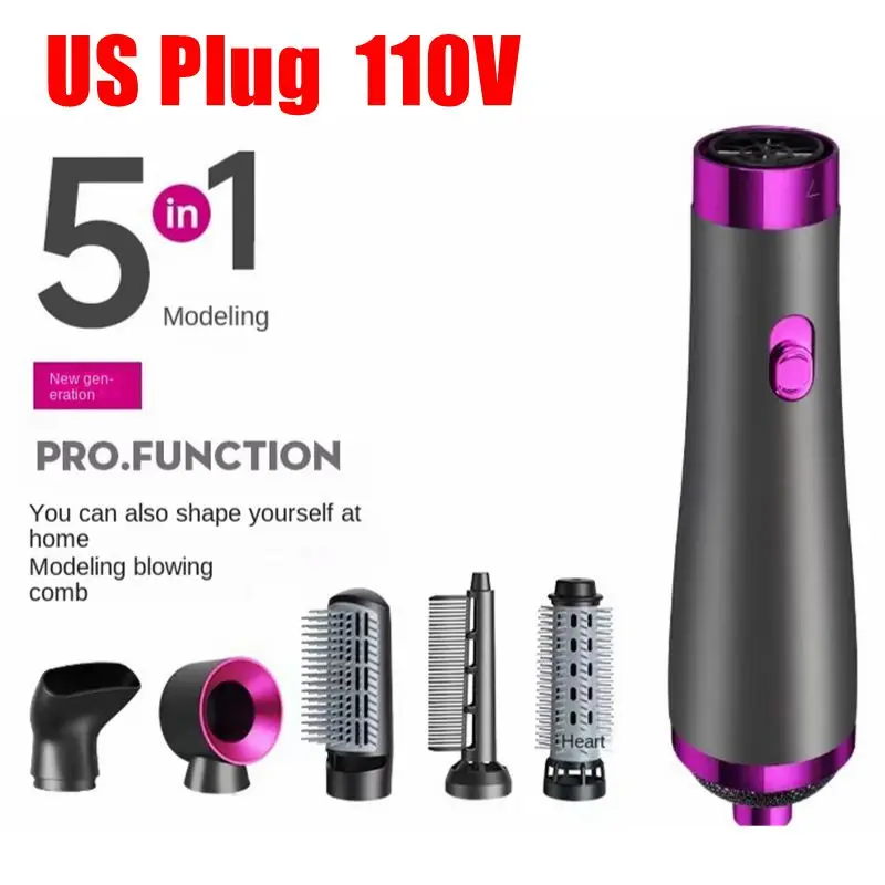 Five in One Hair Dryer Hot Air Comb Electric Curly Hair Straightener Negative Ion Hair Dryer Styling Set 220V EU 110V US
