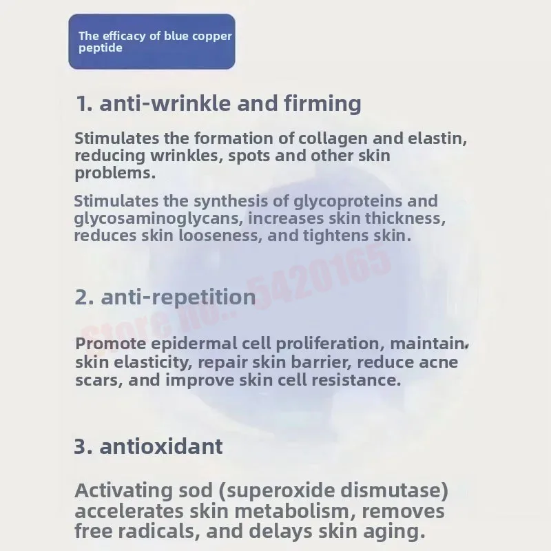 GHK-Cu Blue Copper Peptide 80000U Freeze-Dried Powder Essence Remove Wrinkles And Fine Lines Elasticity Rejuvenating Combination