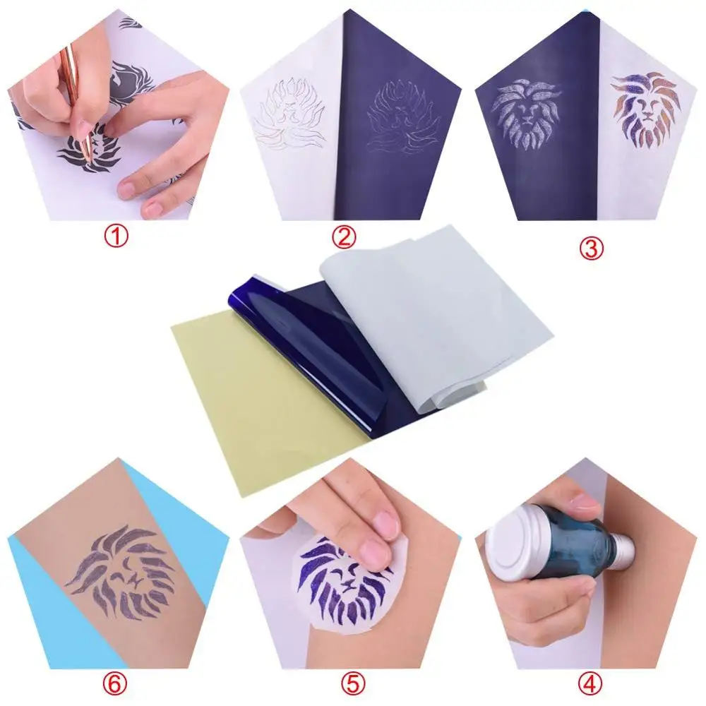 100/50/30/10/5pcs Tattoo Transfer Paper A4 Size Tattoo Stencil Paper Carbon Thermal Copy Paper for Tattoo Transfer Machine