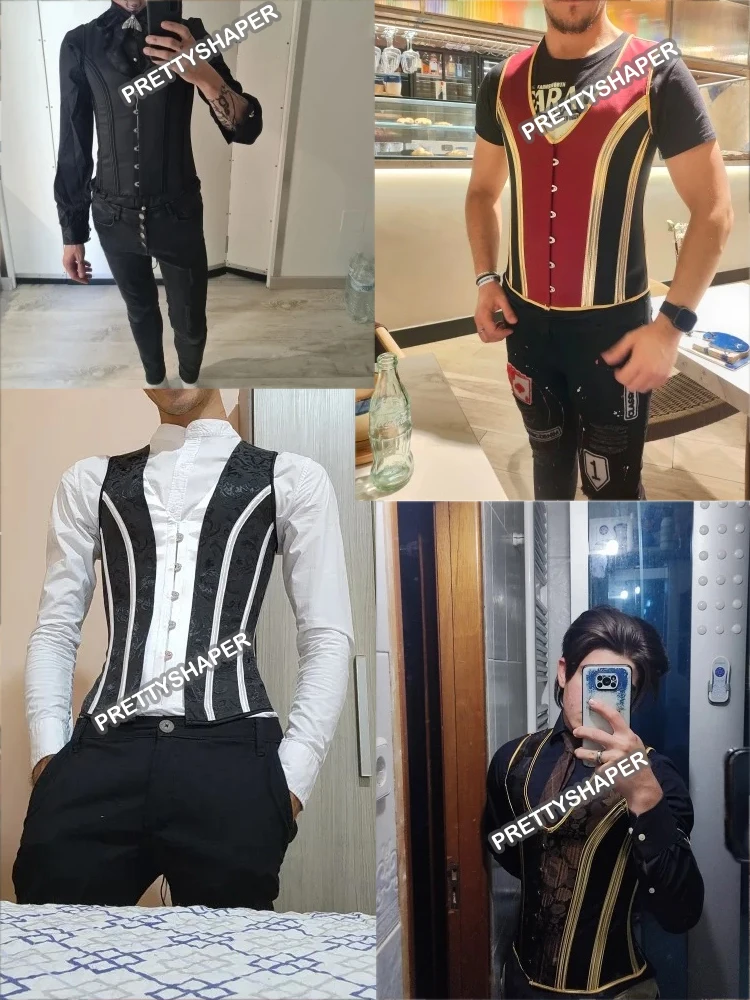 Men's Tight Abdomen Corset Slimming Waist Bones Shaping Vest Stomach Belly Control Vintage Waistcoat Elegant Medieval Corset