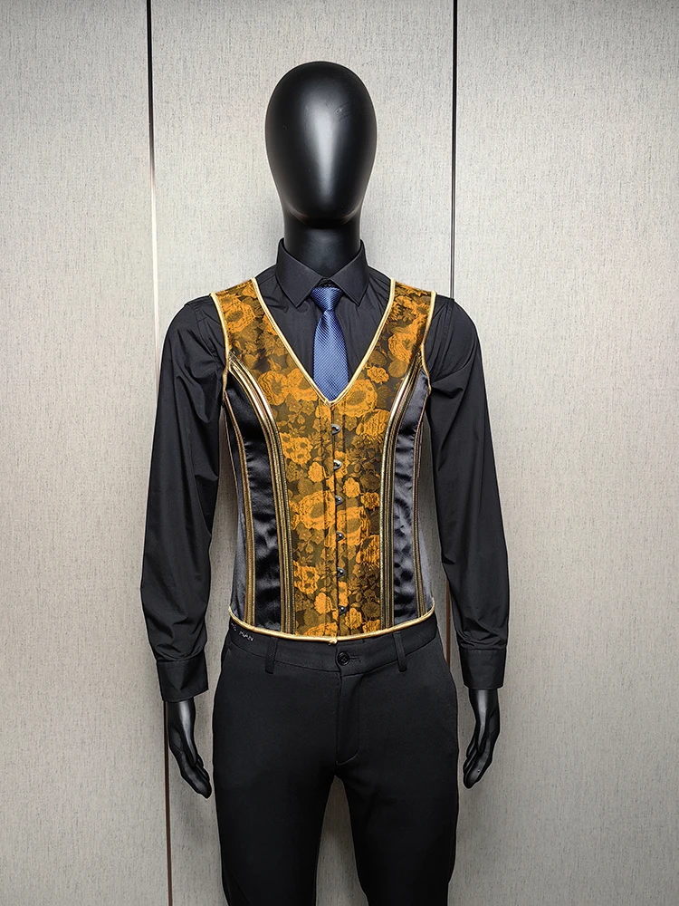 Men's Tight Abdomen Corset Slimming Waist Bones Shaping Vest Stomach Belly Control Vintage Waistcoat Elegant Medieval Corset