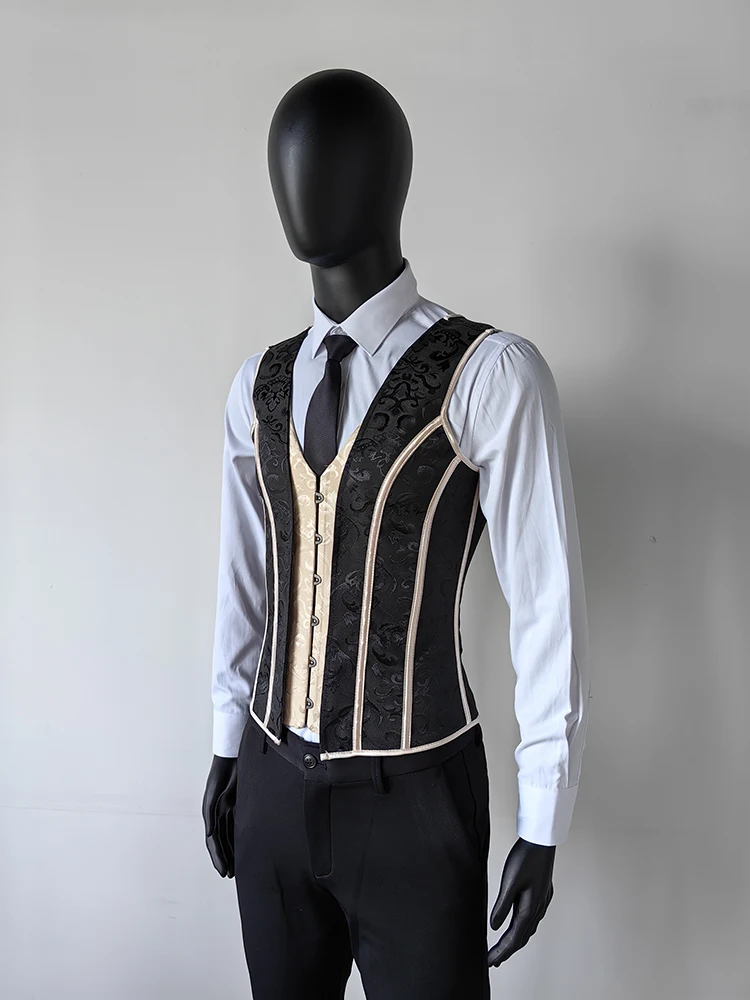 Men's Tight Abdomen Corset Slimming Waist Bones Shaping Vest Stomach Belly Control Vintage Waistcoat Elegant Medieval Corset