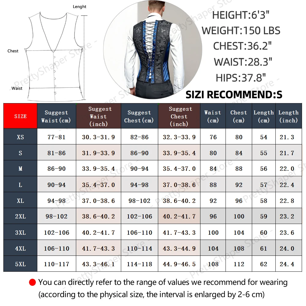 Men's Tight Abdomen Corset Slimming Waist Bones Shaping Vest Stomach Belly Control Vintage Waistcoat Elegant Medieval Corset