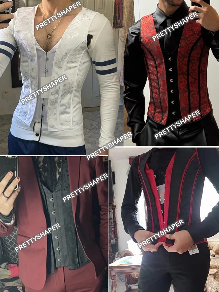 Men's Tight Abdomen Corset Slimming Waist Bones Shaping Vest Stomach Belly Control Vintage Waistcoat Elegant Medieval Corset