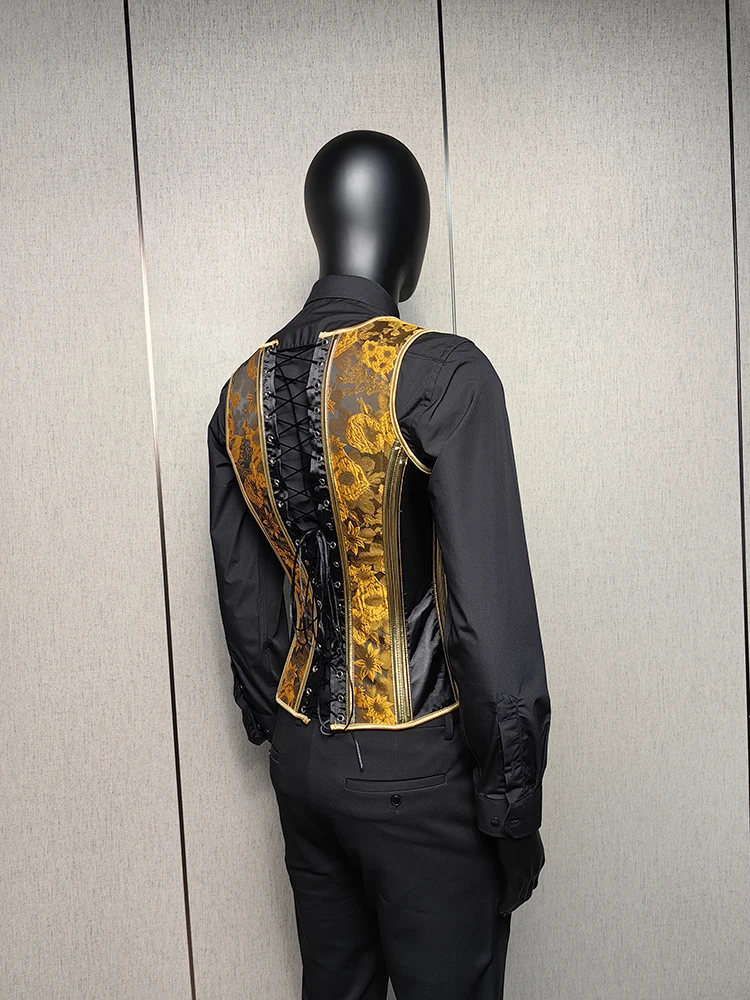 Men's Tight Abdomen Corset Slimming Waist Bones Shaping Vest Stomach Belly Control Vintage Waistcoat Elegant Medieval Corset