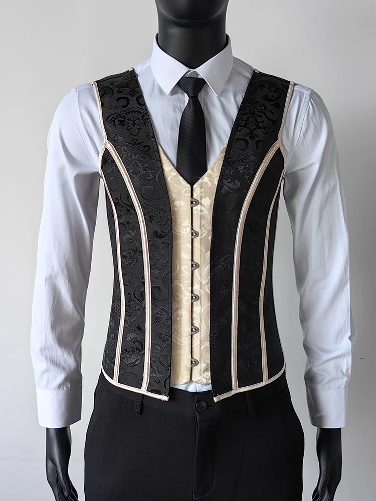 Men's Tight Abdomen Corset Slimming Waist Bones Shaping Vest Stomach Belly Control Vintage Waistcoat Elegant Medieval Corset