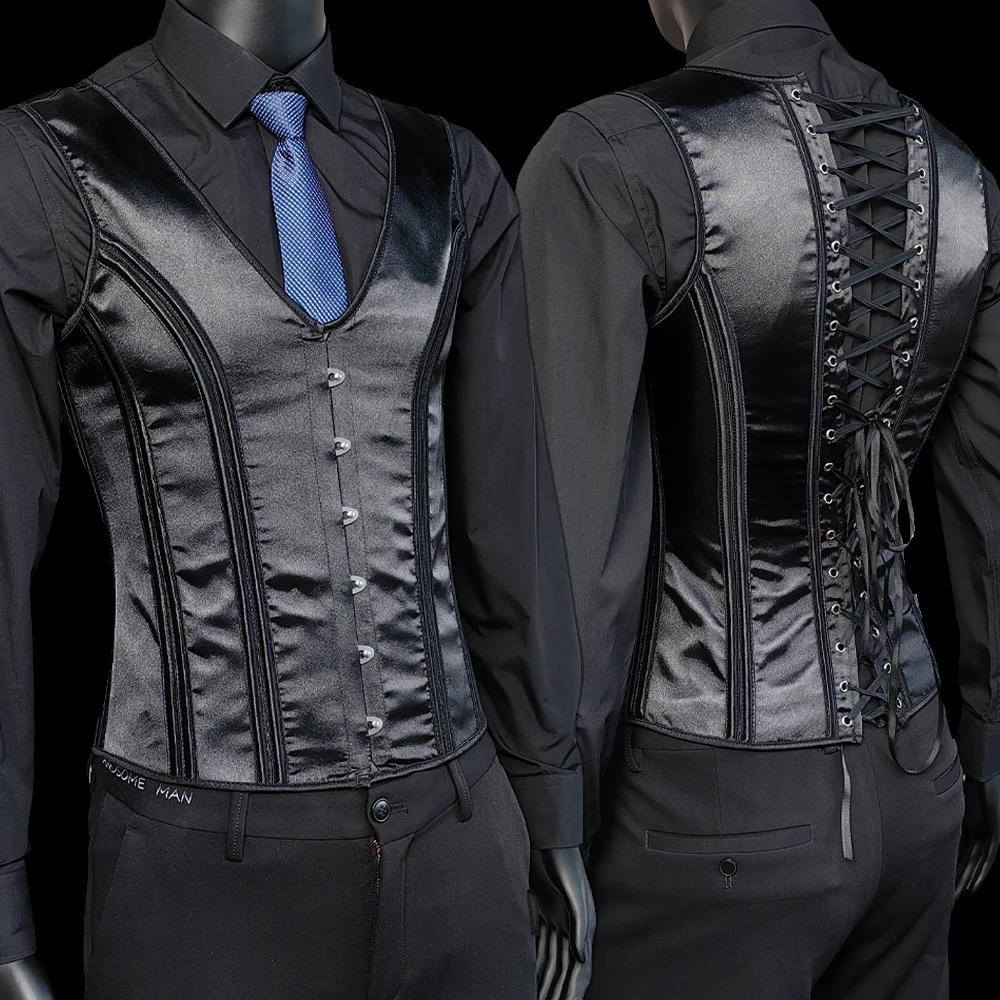 Men's Tight Abdomen Corset Slimming Waist Bones Shaping Vest Stomach Belly Control Vintage Waistcoat Elegant Medieval Corset