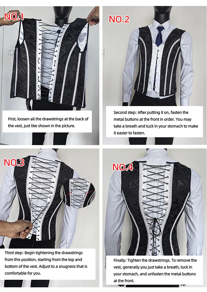 Men's Tight Abdomen Corset Slimming Waist Bones Shaping Vest Stomach Belly Control Vintage Waistcoat Elegant Medieval Corset