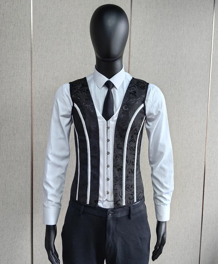 Men's Tight Abdomen Corset Slimming Waist Bones Shaping Vest Stomach Belly Control Vintage Waistcoat Elegant Medieval Corset