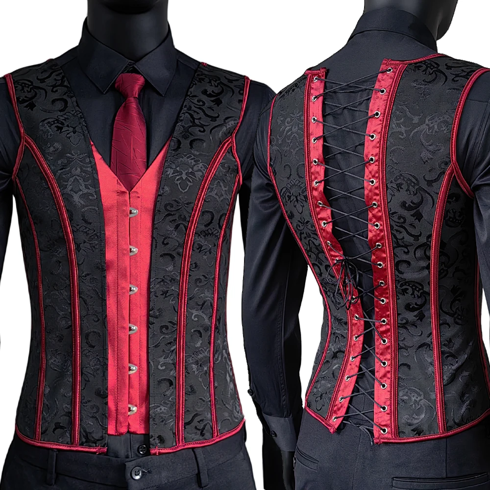 Men's Tight Abdomen Corset Slimming Waist Bones Shaping Vest Stomach Belly Control Vintage Waistcoat Elegant Medieval Corset
