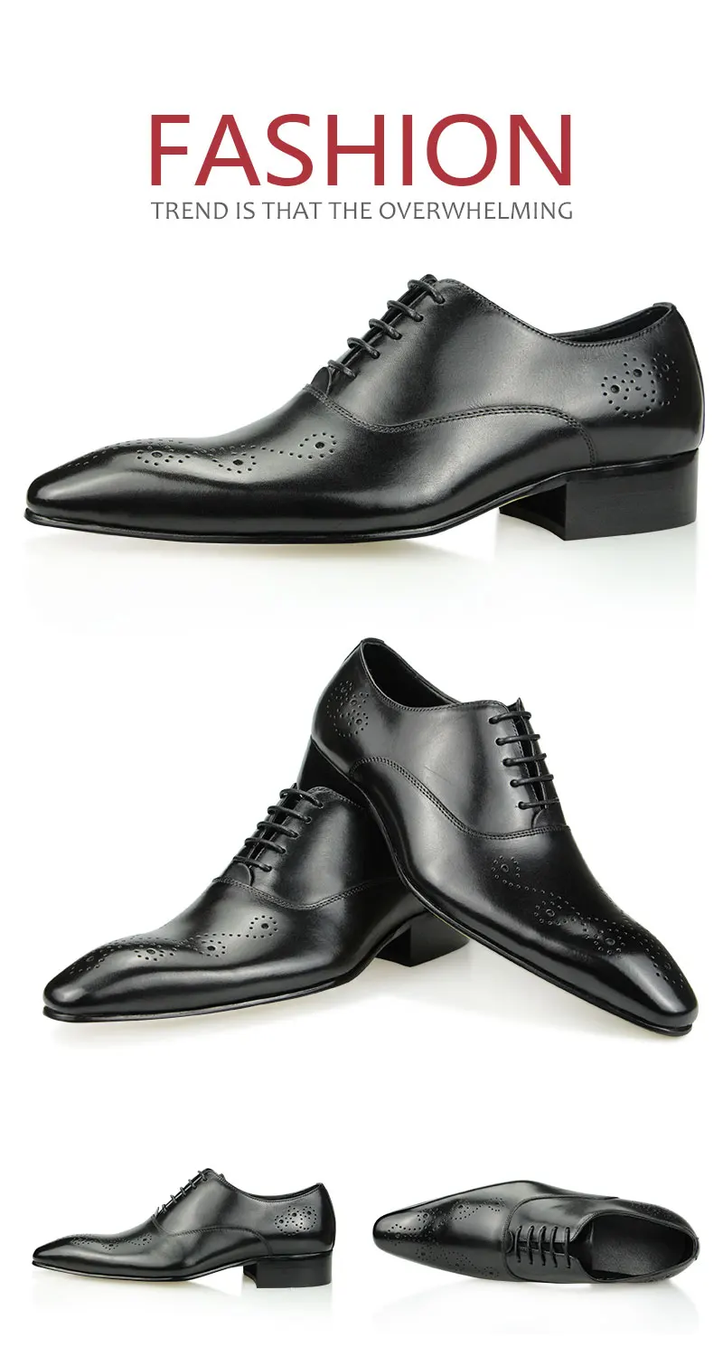 Black Dress Shoes Oxfords for Mens Luxury Business Party Banquet Daily Retro Genuine Leather Shoe Lace-up Handmade Wedding Shoes