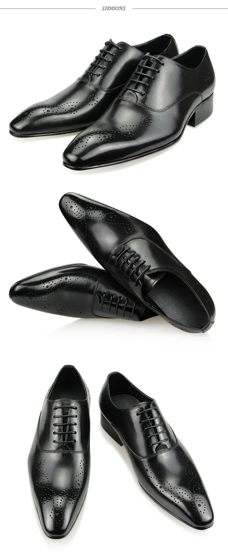 Black Dress Shoes Oxfords for Mens Luxury Business Party Banquet Daily Retro Genuine Leather Shoe Lace-up Handmade Wedding Shoes