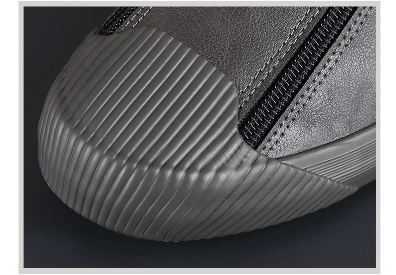 Winter Men Leather Casual Shoes Fashion Double Zipper High Tops Flat Shoes Slip on Plush Male Sneakers Loafers Tenis Masculino