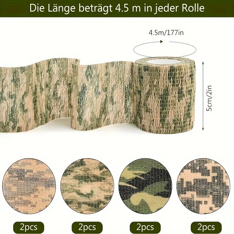 6 Roll Camouflage Kinesiologia Bandage Outdoor Hunting Camouflage Stealth Tape Elbow Pads Knee Brace Support Elastic Bandage Gym