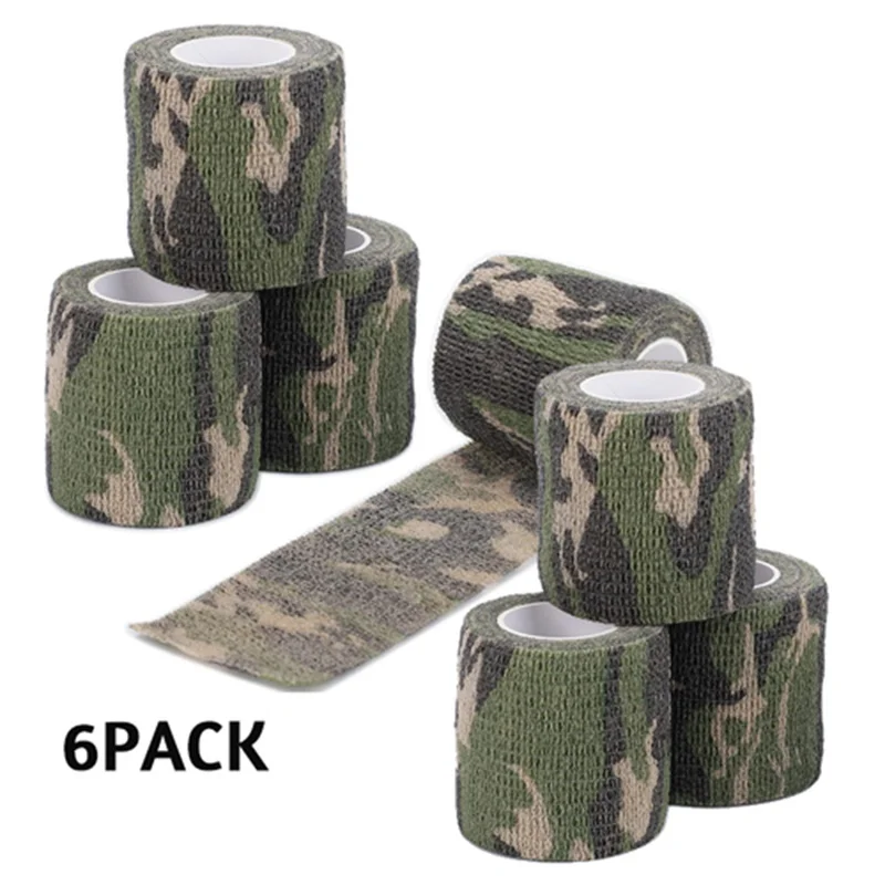 6 Roll Camouflage Kinesiologia Bandage Outdoor Hunting Camouflage Stealth Tape Elbow Pads Knee Brace Support Elastic Bandage Gym